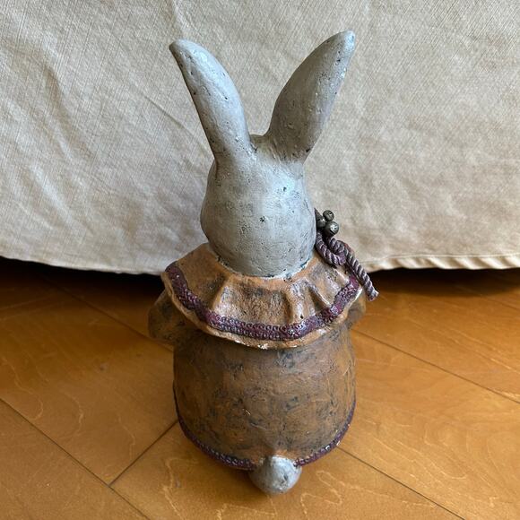 Vintage Deborah Graham Paper Mache Bunny Rabbit Basket Primitive Signed 12” - Picture 5 of 10